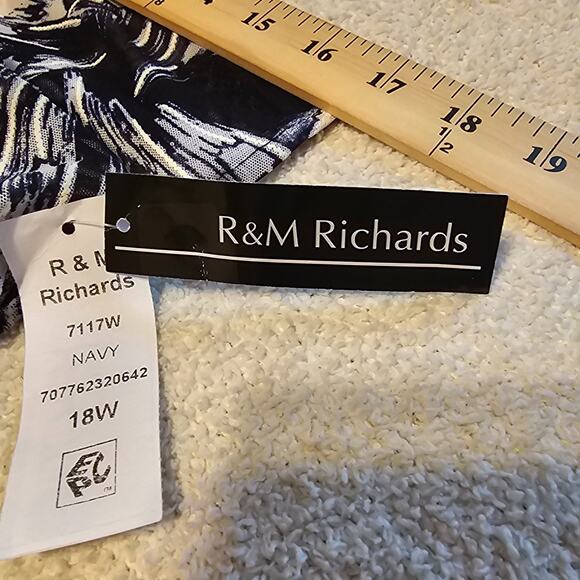 NWT R&M Richards Womens Sheer 3/4 Sleeve Open Front Cardigan Sz 18W - Picture 4 of 12